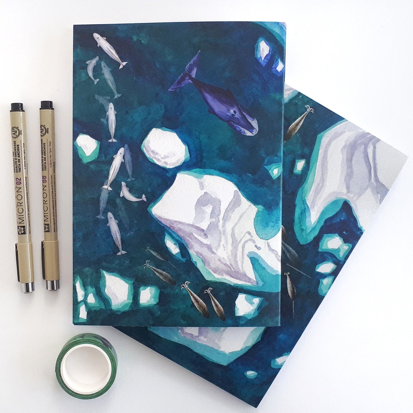 Arctic Whales A5 Notebook