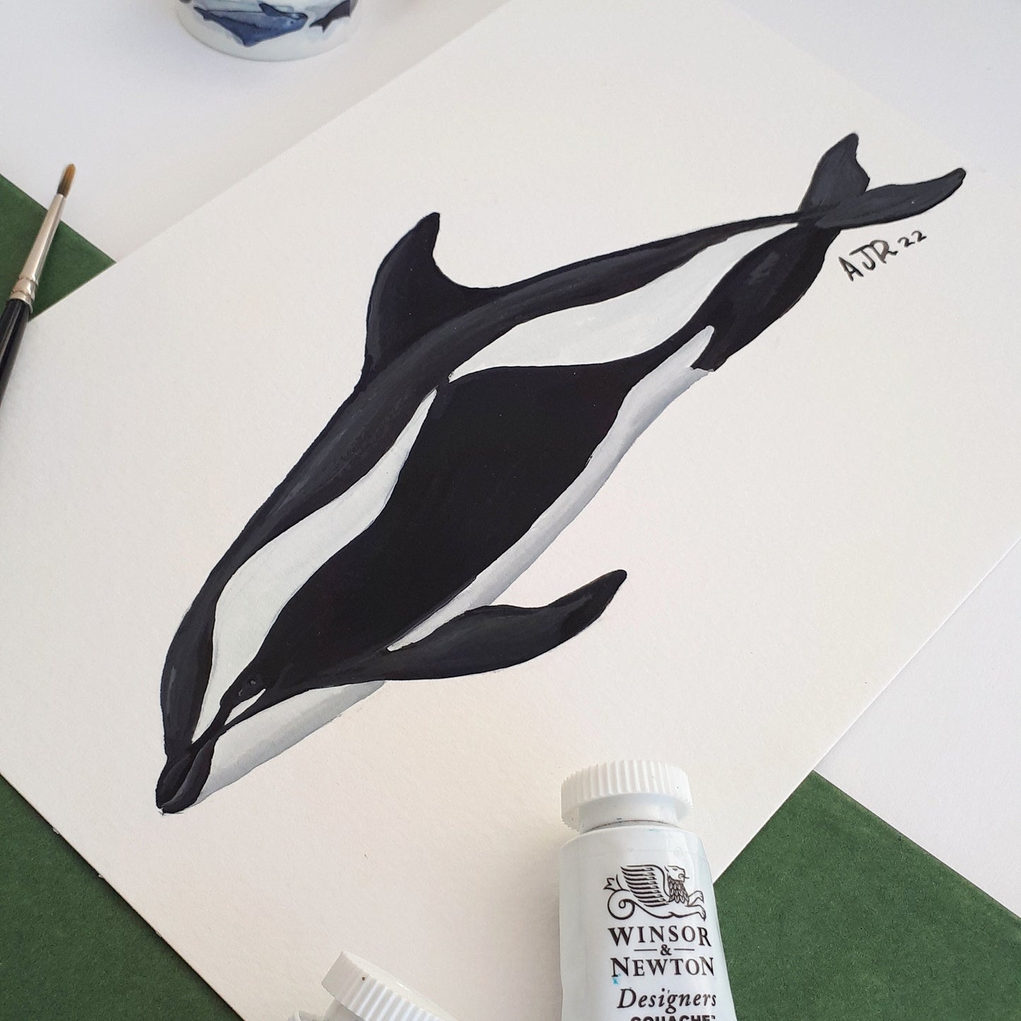 Hourglass Dolphin A5 Original Painting