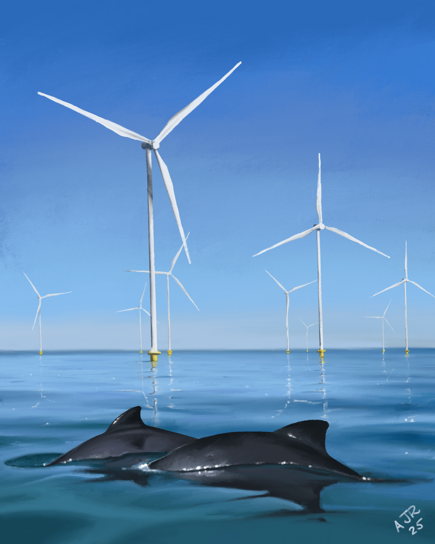 Harbour Porpoises and Turbines A4 Print Preorder