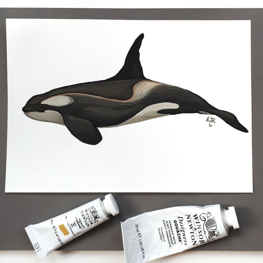 Type B Orca With Gold A5 Original Painting